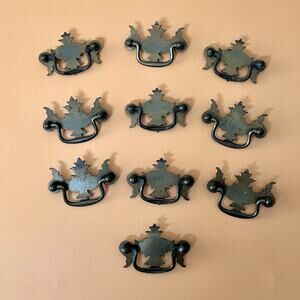 Vintage Brass Batwing Drawer Pulls • Chippendale Style • 2.5 in  C2C • Set of 10